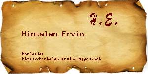 Hintalan Ervin névjegykártya